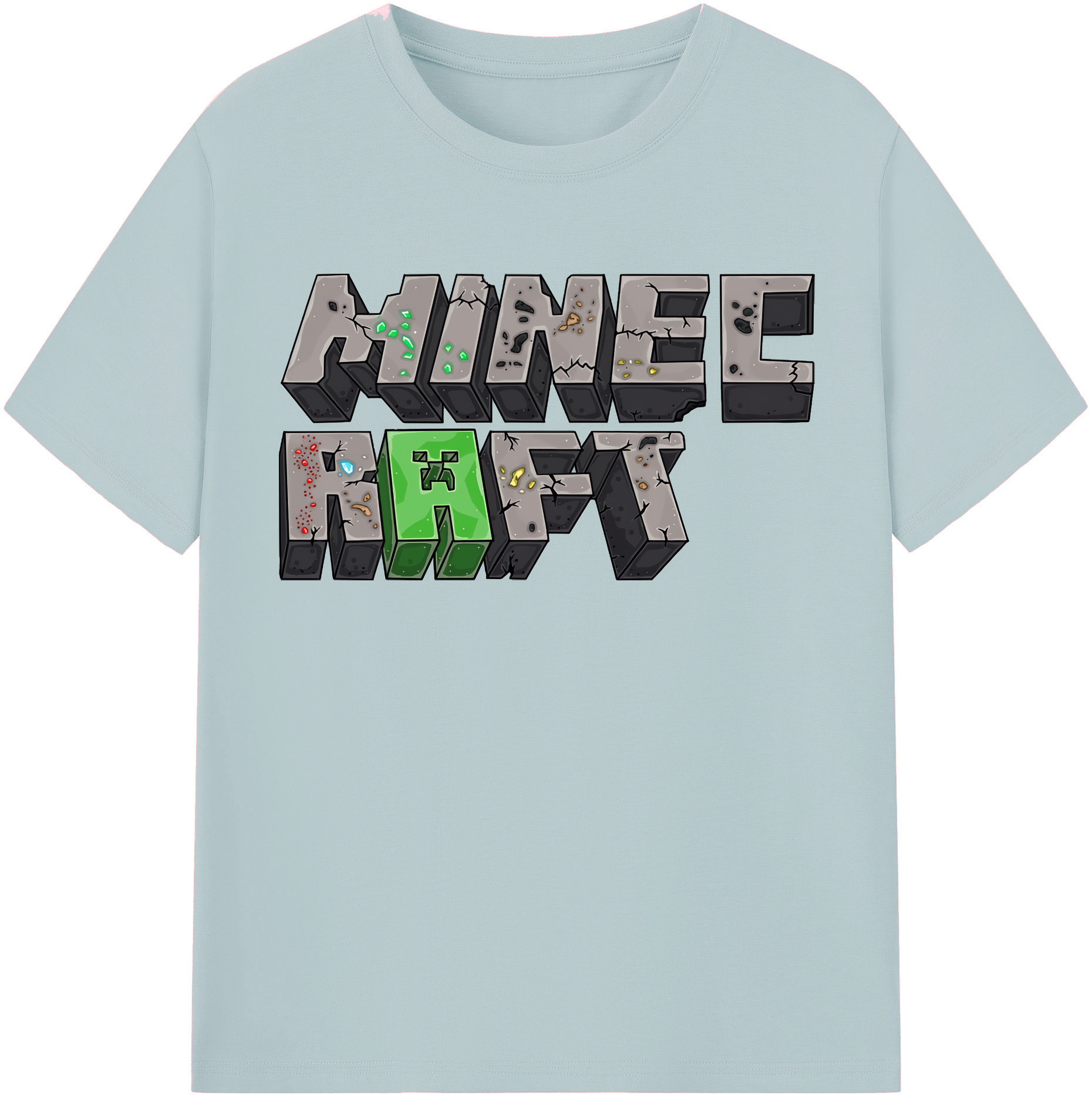 （画像用） マインクラフト ブロックの世界 Minecraft MC Block world 綿100％半袖Tシャツ（フロントプリント）